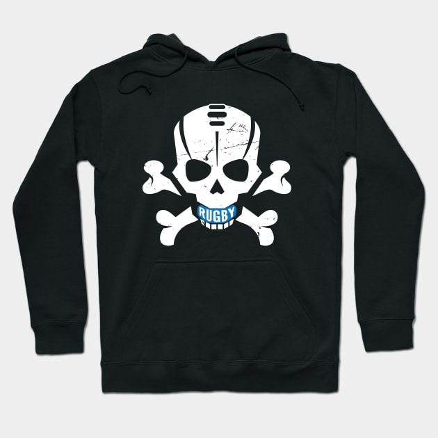 Rugby Fan Pirate Skull Hoodie by atomguy